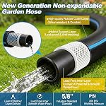 Caoutchouc lourd de jardin 5/8" x 50FT, Tuyau d'eau non extensible avec robinet de 3/4" pour pelouse et lave- voiture