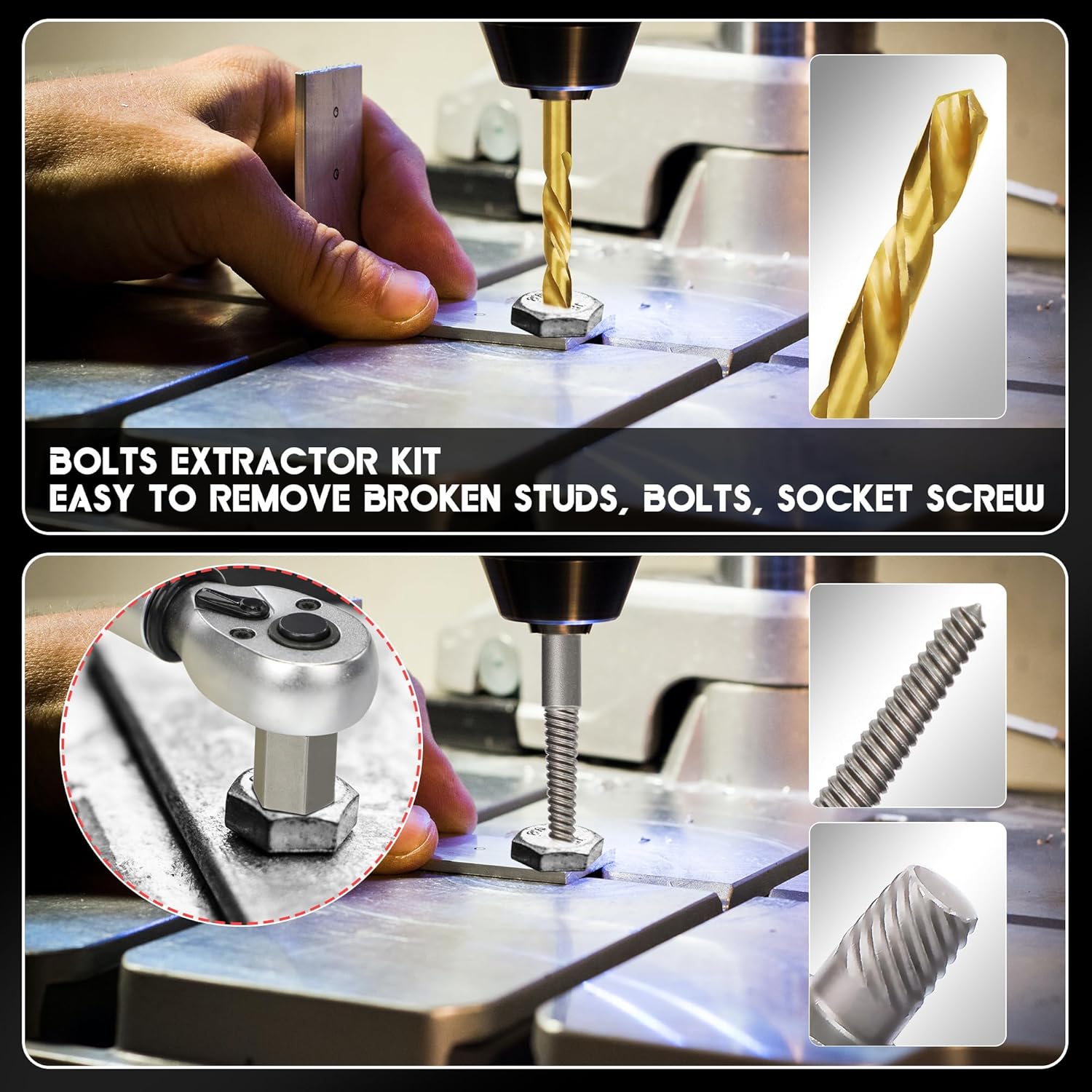 33Pcs Screw Bolt Extractor Set Hex Head Multi-Spline, Left Hand Drill Bit Set Easy Out Stripped Bolt Remover with Adapter, Bolt Extractor Kit for Removing Broken Rusted Nuts Screws Studs