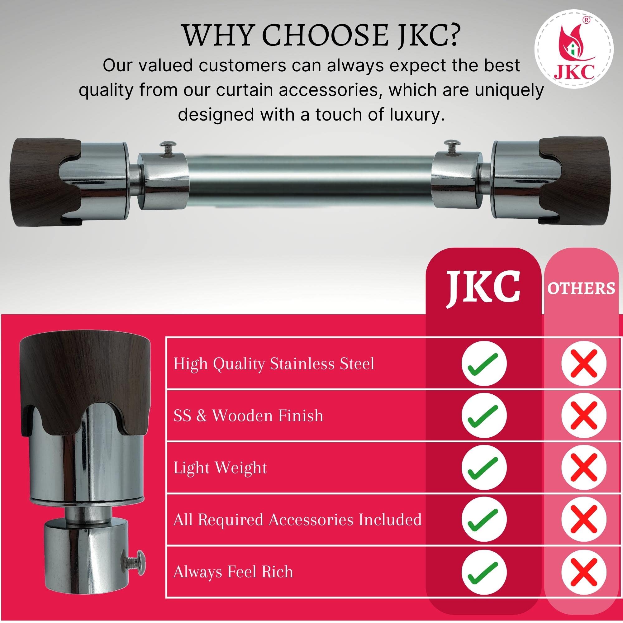 JKC SS Wooden Top Curtain Brackets, Curtain Knobs Set, Curtain Rod End Cap (Brackets - 12 Pcs) 2