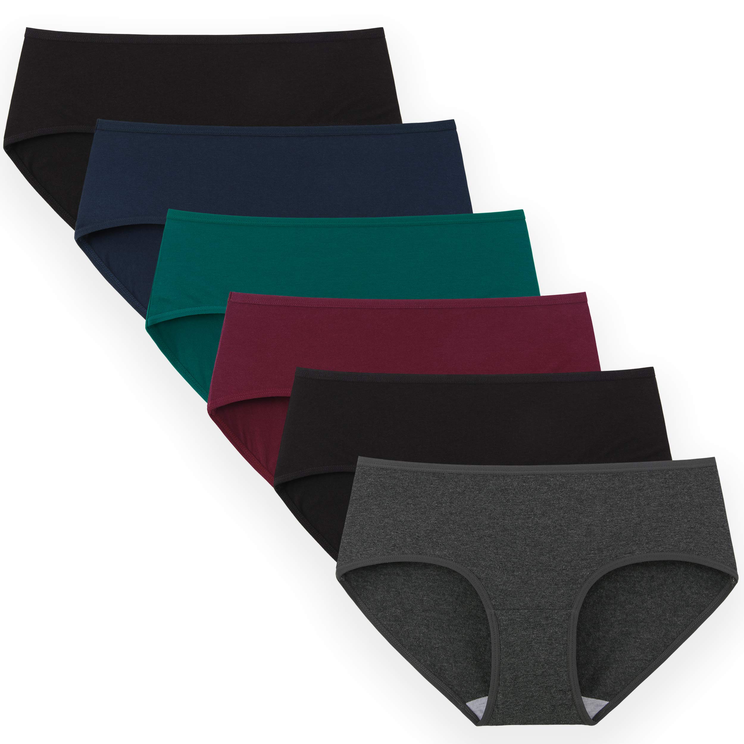 INNERSY Bragas Mujer Algodón Elástico Culotte Cintura Media Ropa Interior Cómodas y Suaves Pack de 6