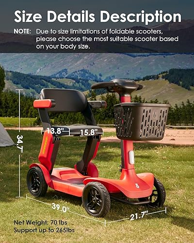 Miniatura 9 de Glashow Scooter de movilidad S3, scooter de movilidad plegable para adultos ancianos, ayuda de movilidad motorizada eléctrica con sistema de