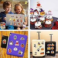 Vista 4 de Calcomanías de Halloween, 100 piezas de calcomanías temáticas de calabaza de Halloween a granel, vinilo impermeable calcomanías de fiesta