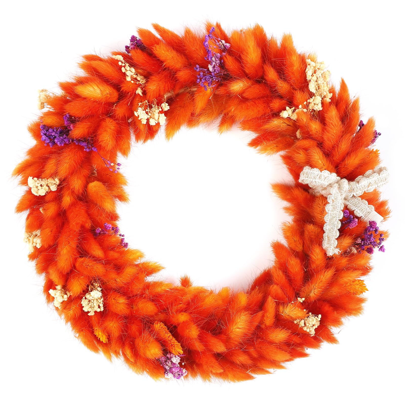 Larber 30CM Automne Couronnes De Fleurs Séchées Queues De Lapin Herbe