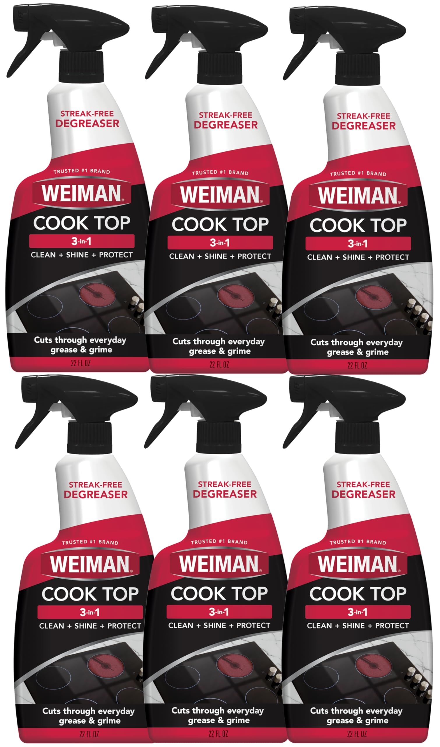 Weiman Ceramic & Glass Cooktop Cleaner - 22 Ounce [6 Pack] - Daily Use Professional Home Kitchen Cooktop Cleaner and Polish Use On Induction Ceramic Gas Portable Electric