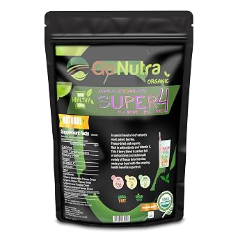 Go Nutra Organic Freeze Dried Acai Berry Blend for Bowls | Superfood Smoothie Mix with 4 Immune Boosting Berries | Acai Maqui Elderberry Acerola | Antioxidant Freeze Dried Berries 15 Servings 8oz