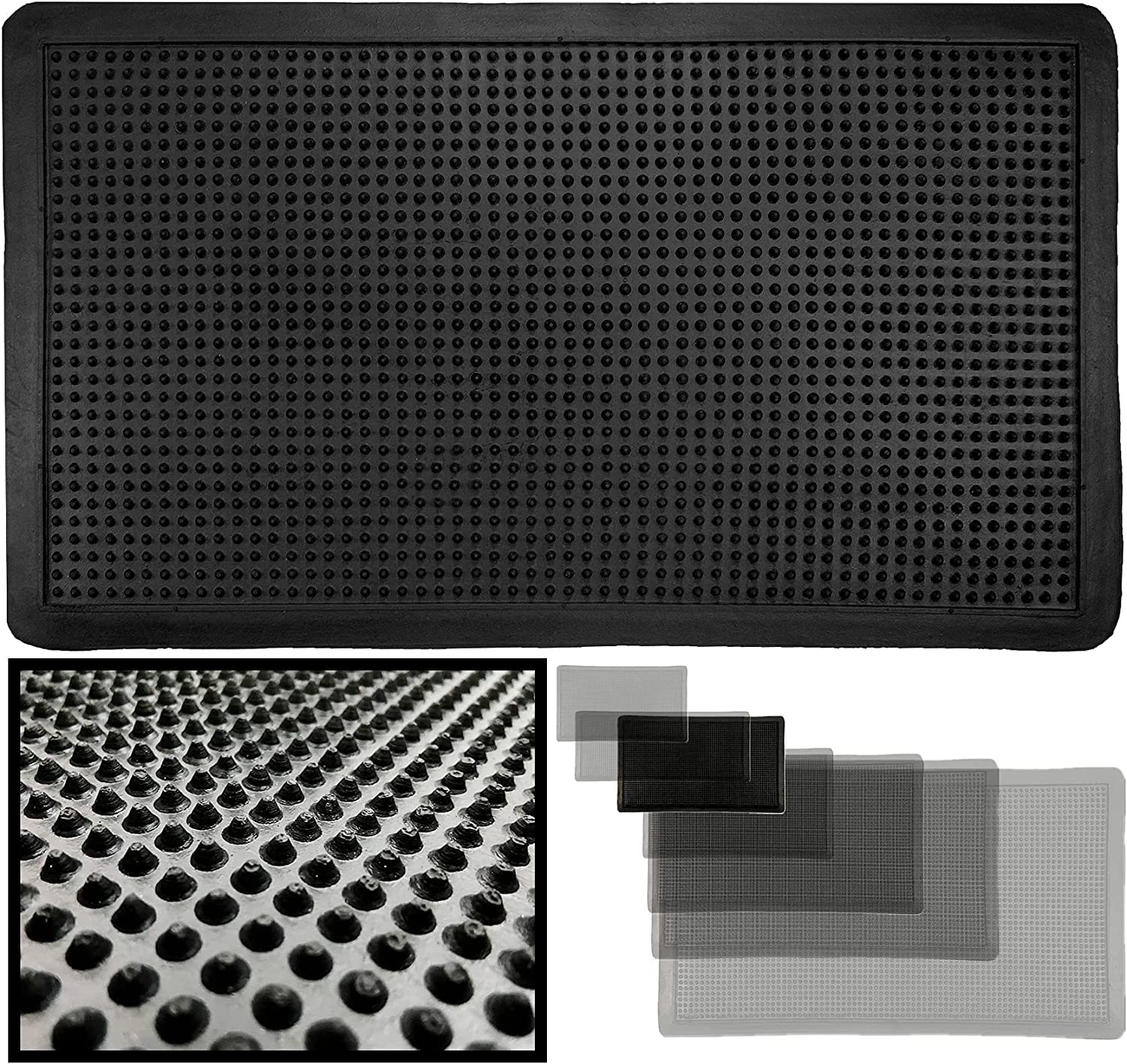LucaHome - Felpudo Entrada Casa 40x70cm - Felpudo Goma Picos - Felpudo Exterior Lluvia - Alfombra Goma con puas Antideslizante - Fácil Limpieza - Felpudo Negro