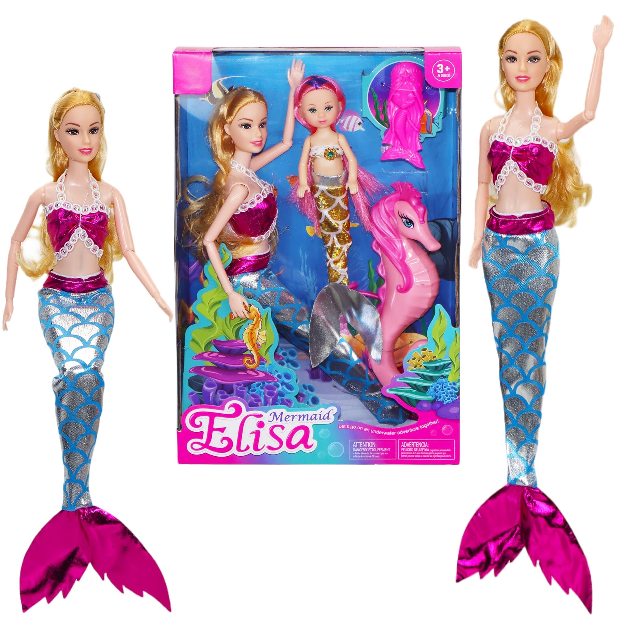 Mermaid Dolls With Little Mermaid And Seahorse Summer Mermaid