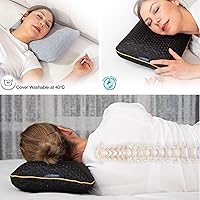 Vista 4 de alkamto Cómoda almohada de espuma viscoelástica para viajes y campamento con funda de algodón extra, bolsa portátil fácil de llevar, funda