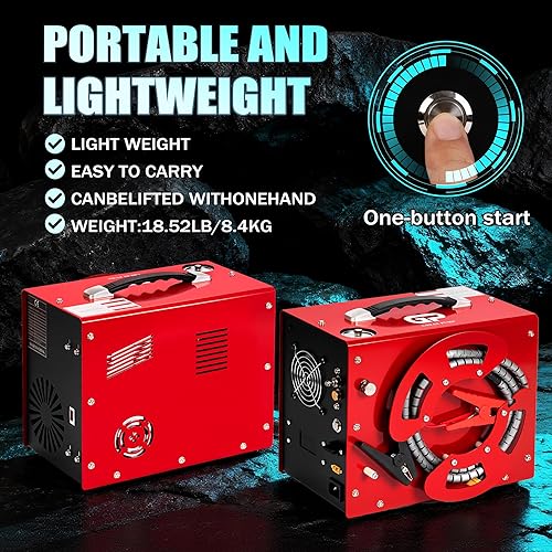 Miniatura 3 de TUXING Compresor de aire Pcp de 4500 psi, parada automática, sin aceite y agua, diseño portátil único vertical+carrete de alambre, convertidor de