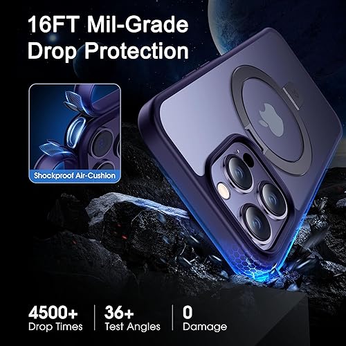 Miniatura 5 de CASEKOO - Funda diseñada para 14 Pro con soporte magnético invisible protección contra caídas de grado militar compatible con MagSafe, funda