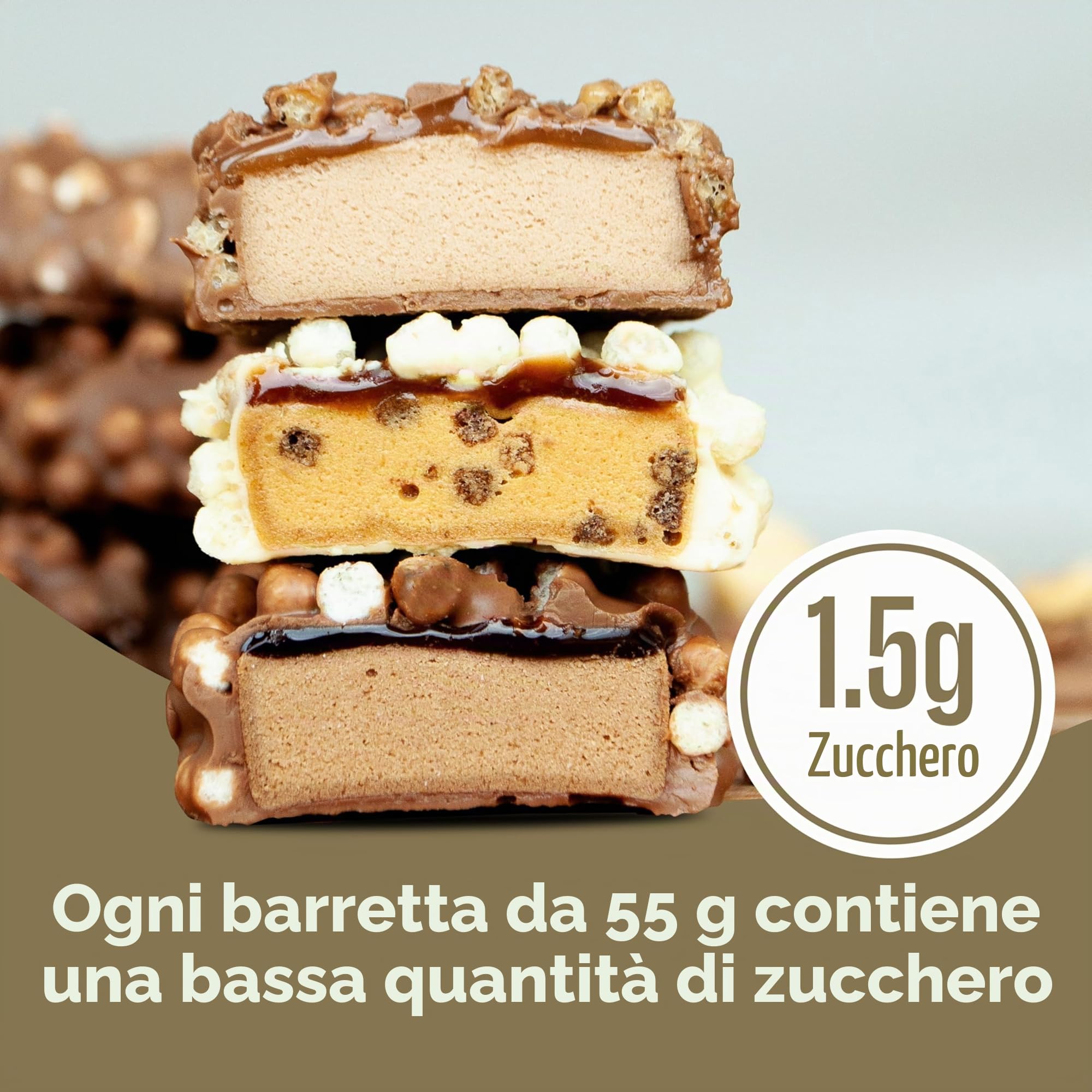 Fulfil Barretta Vitamine e Proteine (15 x 55 g) Barrette Cioccolato Nocciola Frusta Gusto 20 g Alto Proteine, 9 Vitamine, Basso Zucchero