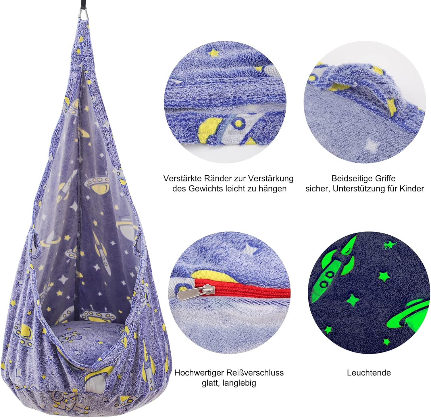 Kids Pod Swing Seat, Sensory Swing Chair with PVC Inflatable Cushion, Hanging Hammock Chair for Indoor and Outdoor Use - Image 2