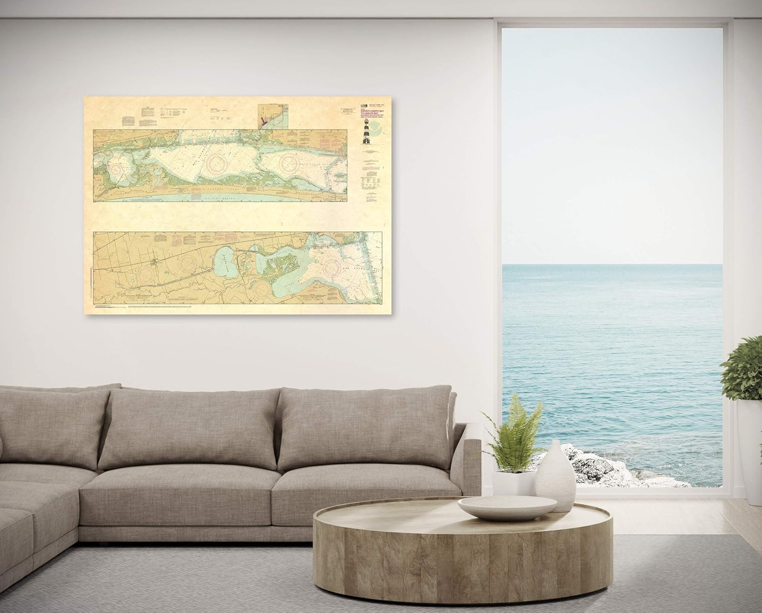 Paradise Cay Publications, Inc. Antiqued NOAA Chart 11315: Intracoastal Waterway Espiritu Santo Bay to Carlos Bay Including San Antonio Bay and Victoria Barge Canal