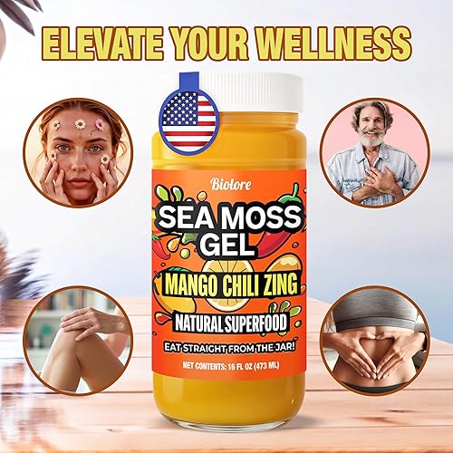 Miniatura 6 de Biolore Mango Chili Zing - Gel de musgo marino de 16 onzas, fabricado en Estados Unidos, vitaminas esenciales de musgo irlandés crudo, minerales de