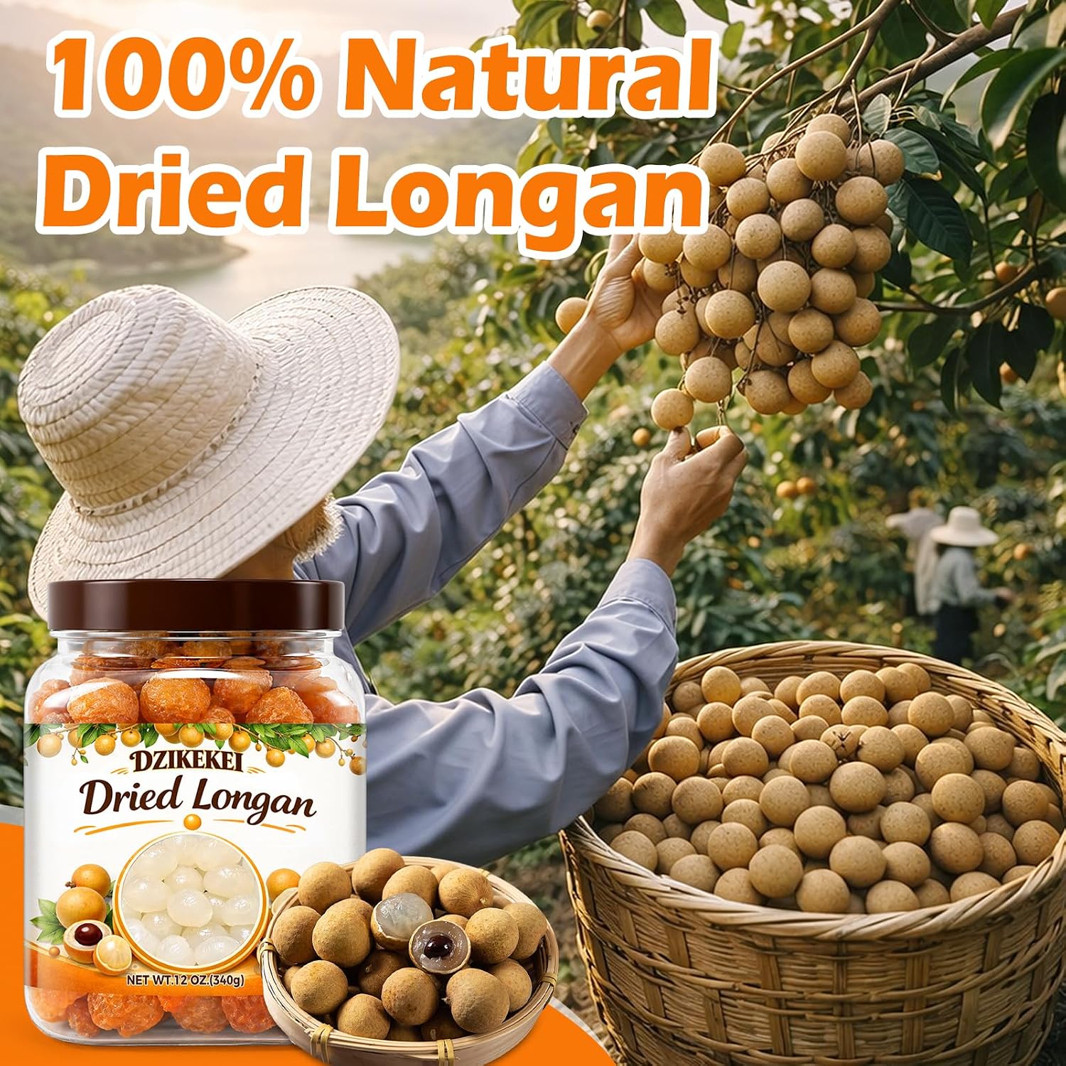 12oz/340g Naturally Sweet Dried Longan Fruit, Premium Seedless Longan Fruit Meat with Natural Sweetness, Healthy Snack for Tea, Dessert, Cooking, Baking, Soups, Camping & Gifts thumbnail