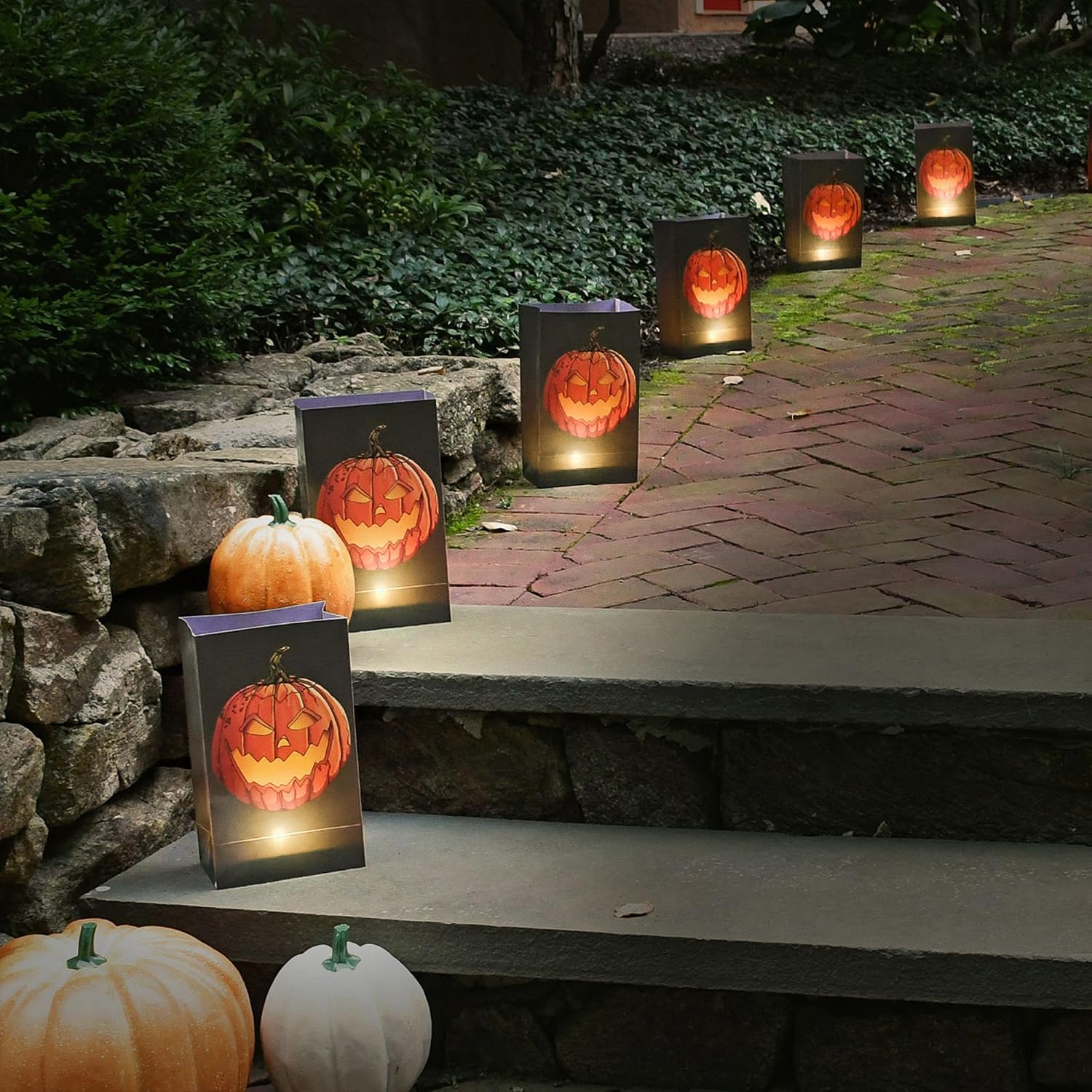 LumaBase Battery Operated Luminaria Kit, Jack O' Lantern - Set of 6