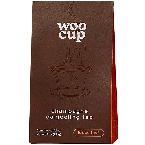 Woocup Té de champán Darjeeling, té negro orgánico suelto (2 onzas, 30 porciones) – Darjeeling de primer lavado, sin sabor añadido, certificado