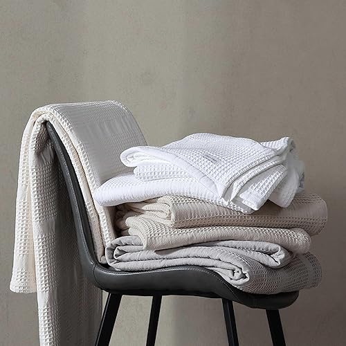 Miniatura 7 de Calvin Klein - Manta King, decoración del hogar de algodón suave, ropa de cama de tejido gofre (marfil, King)