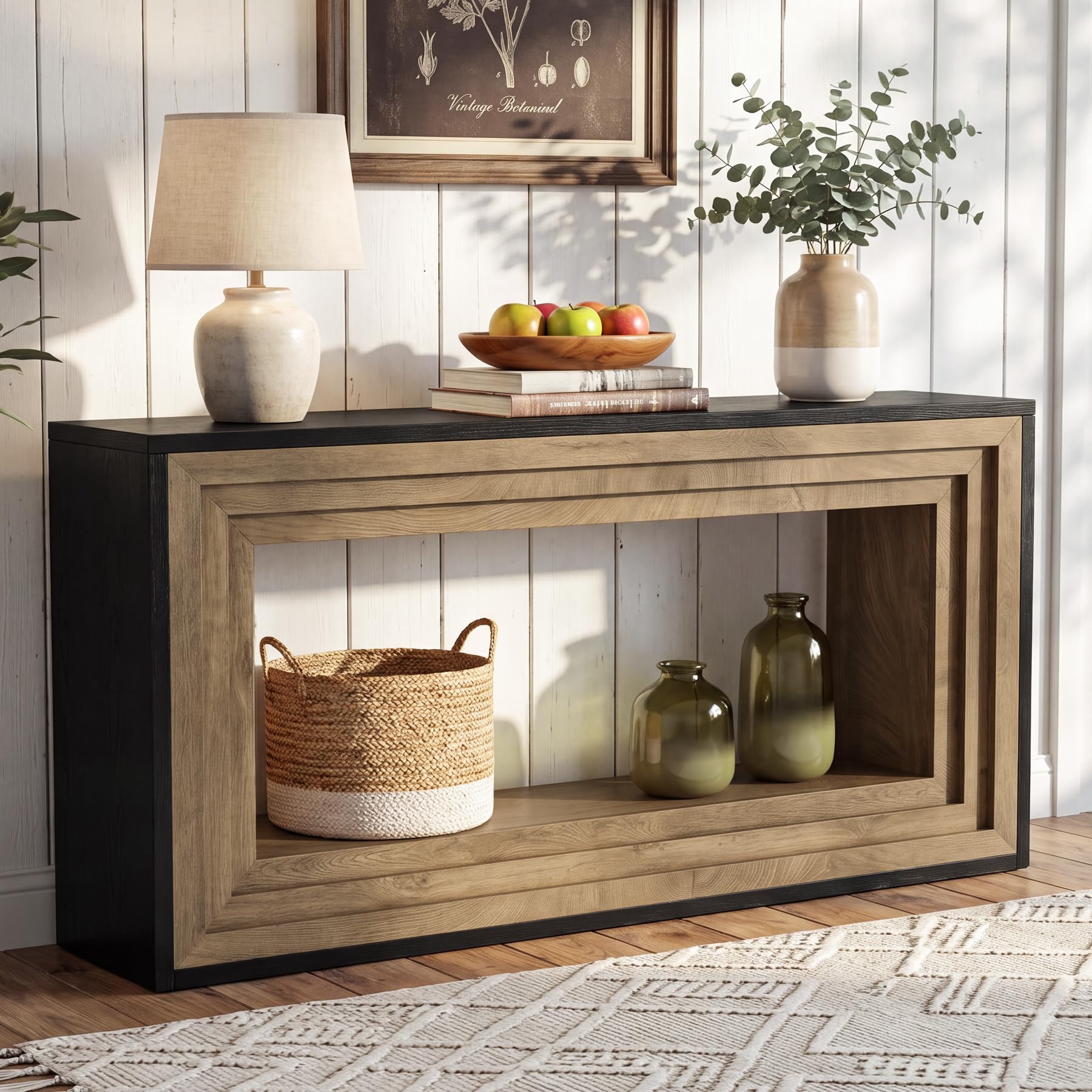 Tribesigns 63" Entryway Table, Farmhouse Console Table with Storage Shelf