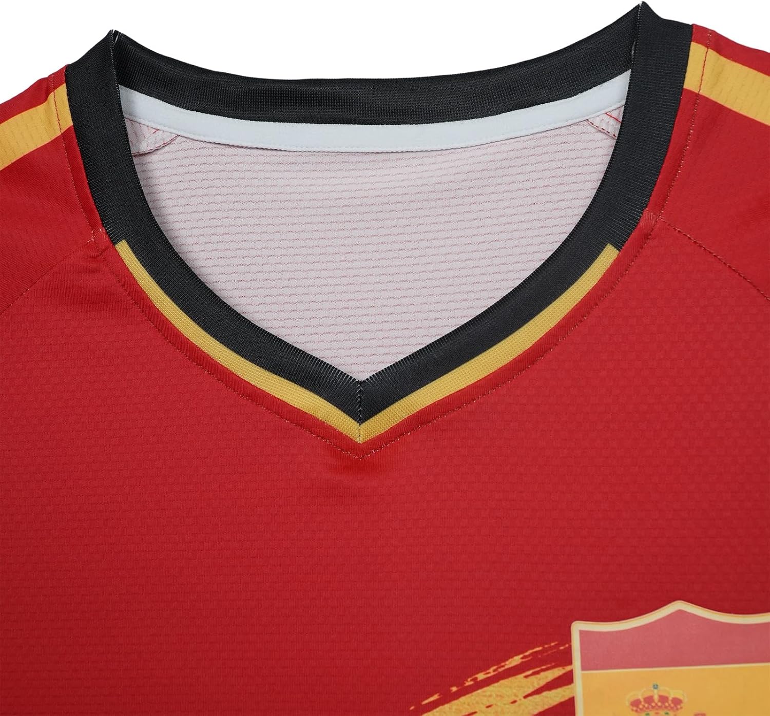 Spain Flag Soccer Jersey and Shorts Uniform Set for Youth, Red and Black, Polyester, Short Sleeve