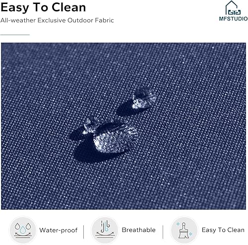 Miniatura 6 de MFSTUDIO Juego de 4 muebles de patio al aire libre, pequeño sofá de ratán para exteriores con mesa de madera, sofá biplaza y sillas, juego de