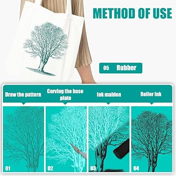 8Pcs Soft Rubber Lino Printing Blocks-Mixed Sizes (2 A4/2 A5/2 A6) and 2 Round 10cm Sheets for Linocut Art and Easy Carving