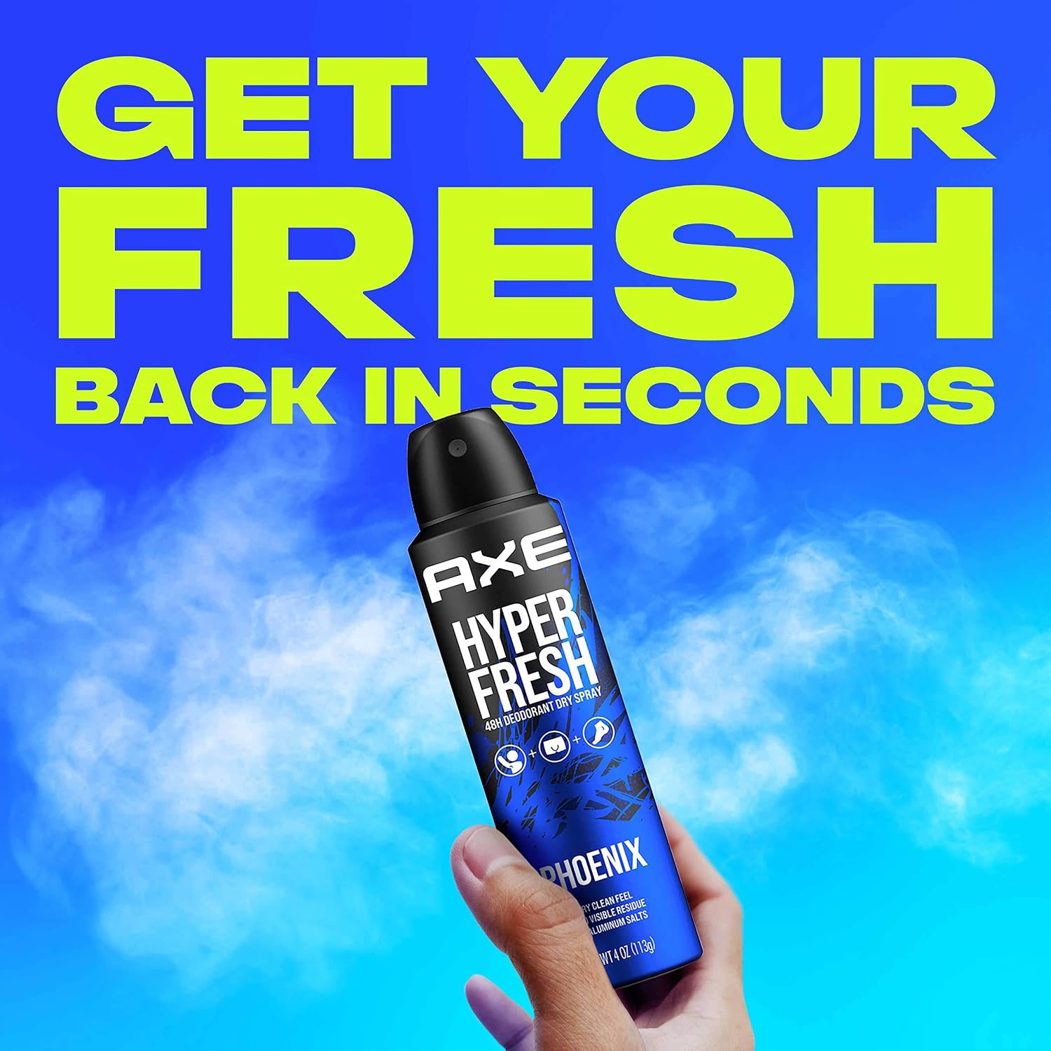 AXE Phoenix Deodorant Spray 48 Hour Odor Protection Crushed Mint and Rosemary Deodorant without Aluminum and without Residue, 4 Ounce (Pack of 4)