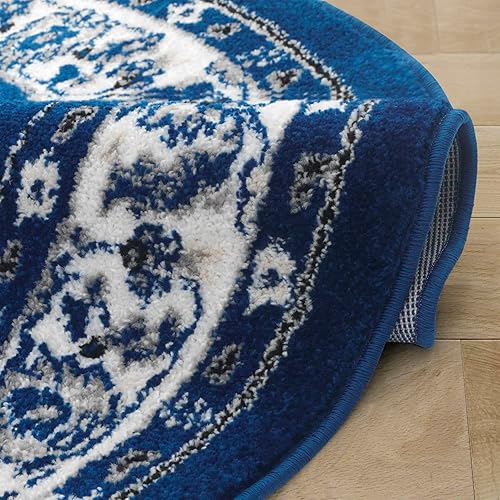 Vista 97 de Antep Rugs - Alfombra oriental de 6x9 con medallón tradicional para interior Siesta (beige negro, 6 pies 7 pulgadas x 9 pies)