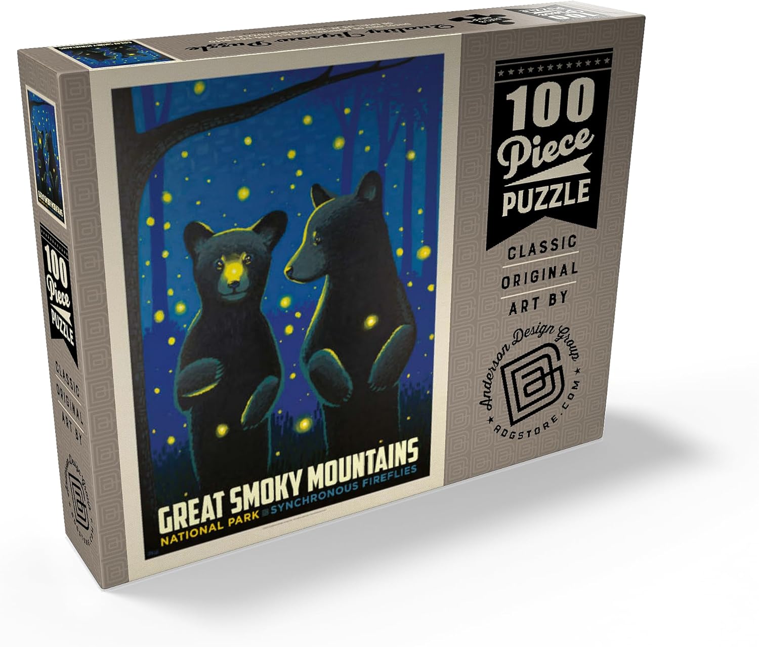 MyPuzzle Great Smoky Mountains National Park: Firefly Cubs, Vintage Poster - Premium 100 Piece Jigsaw Puzzle for Adults