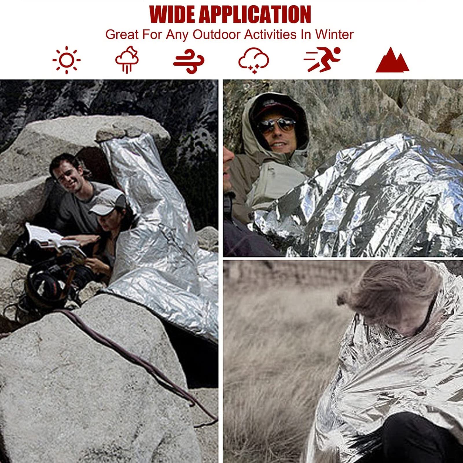 Lot De 5 Couvertures De Survie D'urgence En Mylar - Sac De Couchage Thermique Double Face - Couverture Spatiale - Sac De Survie - Pour Aventures En Plein Air