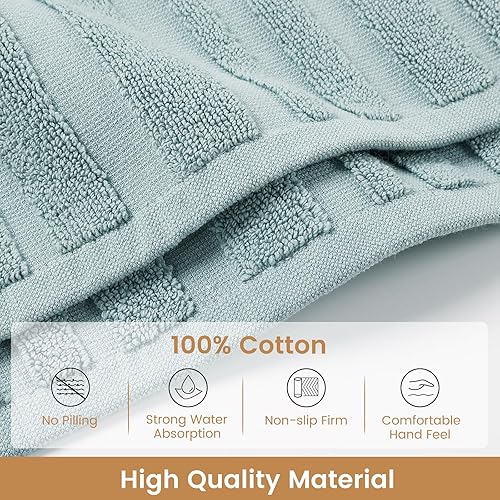 Miniatura 6 de SEMAXE Tapete de baño para baño, paquete de 2 unidades, 100% algodón, antideslizantes, no es una alfombra de baño, súper absorbente y suave, toallas