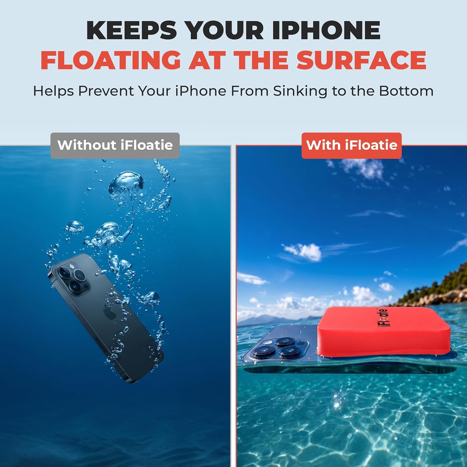 Magnetic iPhone Float - Prevents Phone from Sinking - MagSafe Compatible Snap-On Floatation for iPhone 17/16/15/14/13/12 – Red image 4