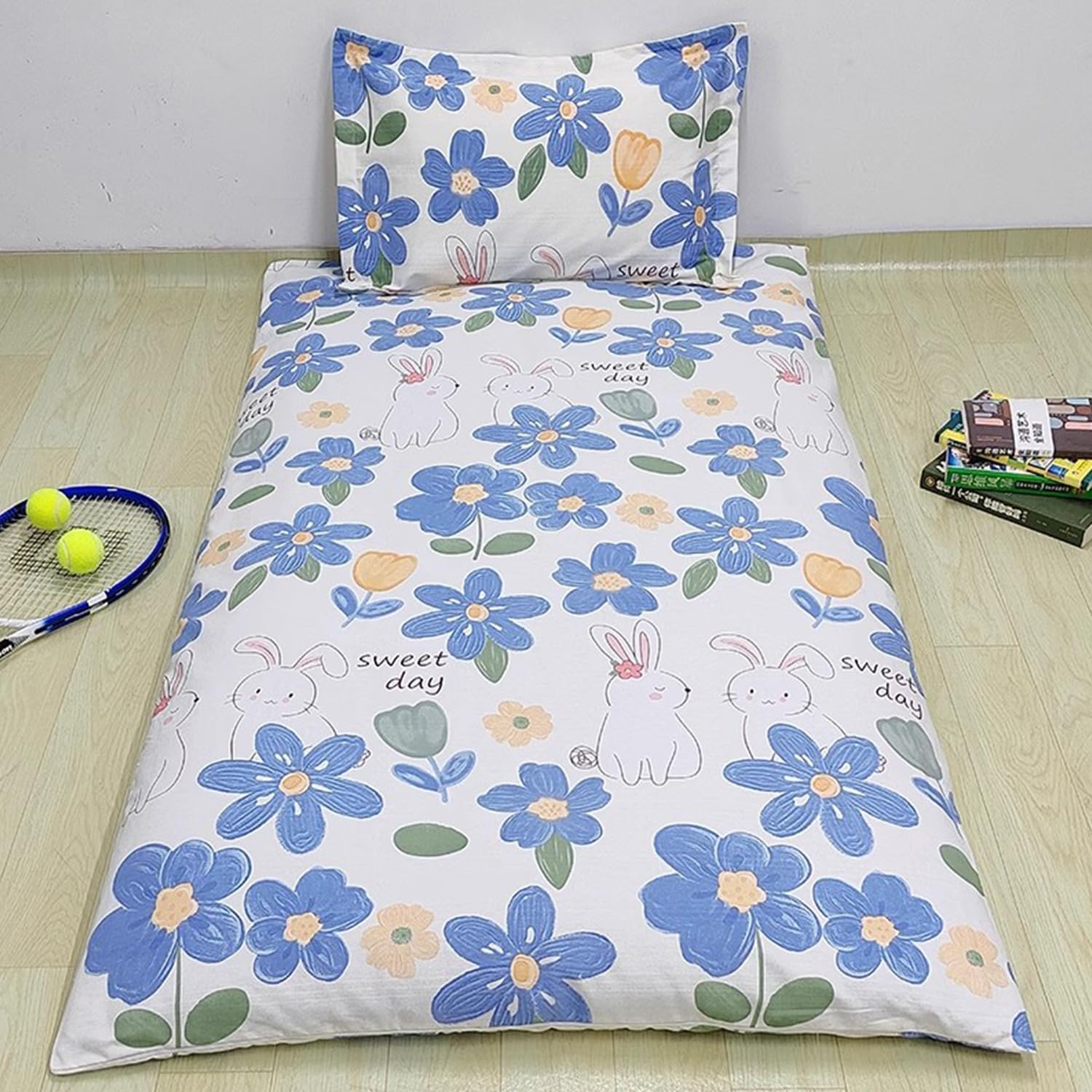 Floor Futon Mattress Cover with Zipper King Queen Size Dustproof Traditional Futon Cover Full Wrap Coarse Fabric Futon Slipcover Soft Cover for Bedroom Washable,D,90x200cm