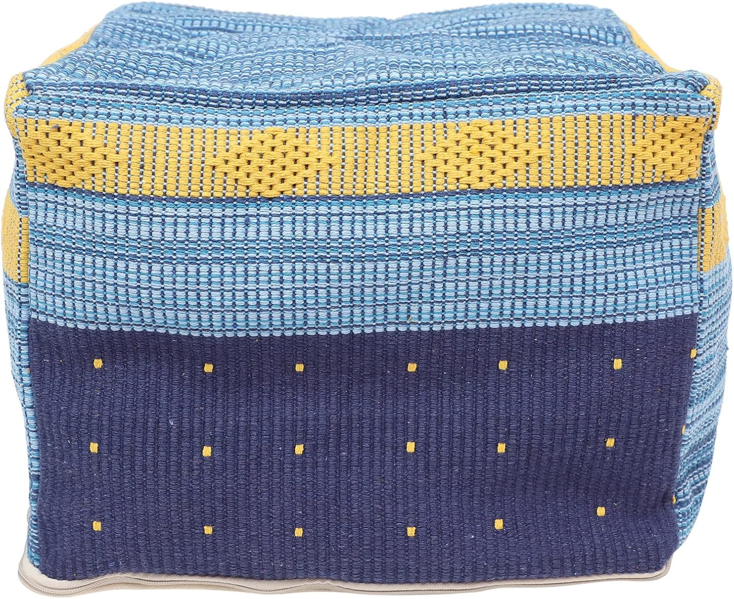 Pouf Ottoman Stuffed Foot Rest Square Linen Cotton Pouf Footrest Tatami Cushion Floor Chair for Bedroom Living Room Home Decor Sky- Blue (Without Padding)