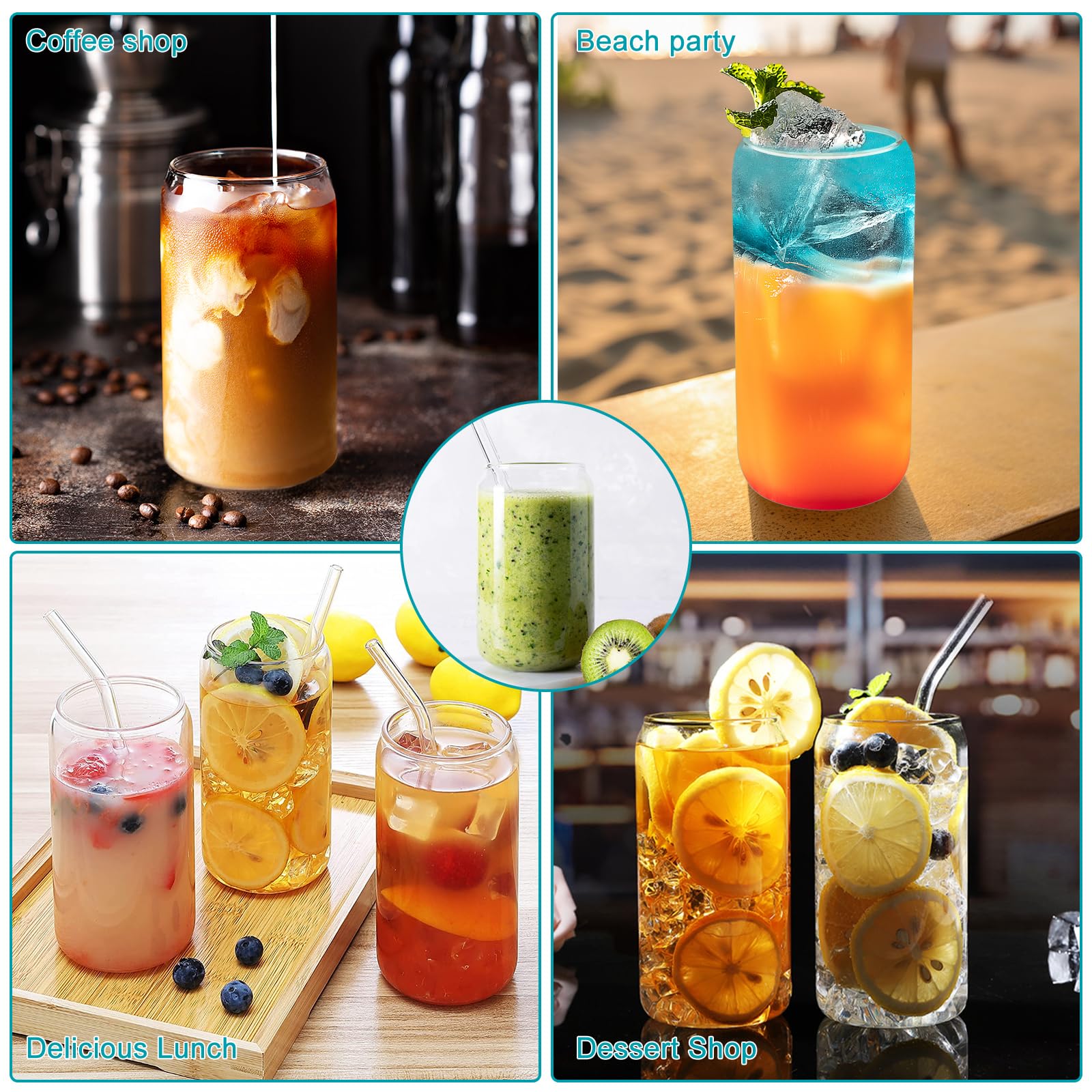 KIVY Trinkgläser Set mit Glas Strohhalm - Für Jamaica KIVY Trinkgläser Set mit Glas Strohhalm - Für Jamaica