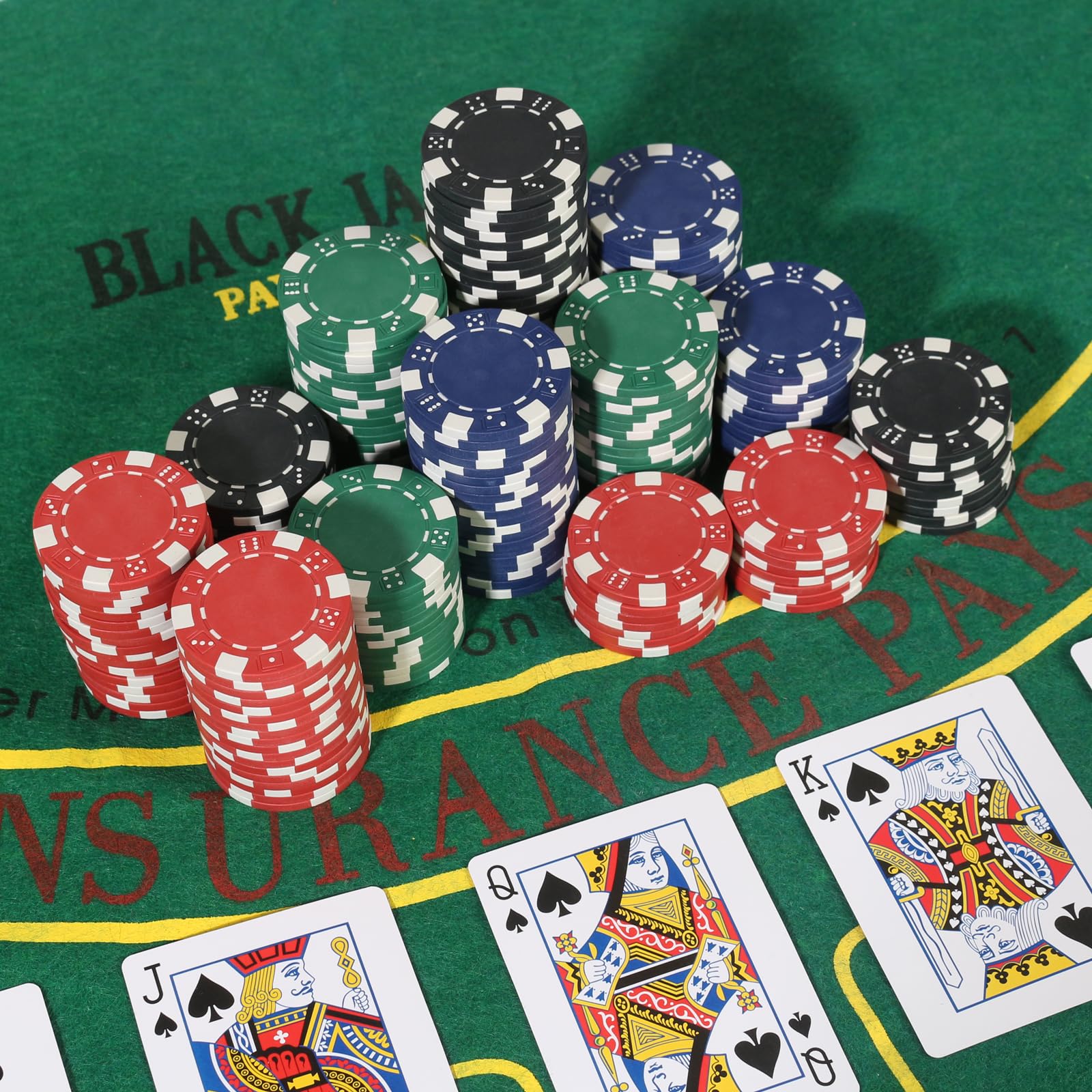 Jetons de poker pour jeu de société – 4 couleurs, 11,5 g (50 noirs, 50 verts, 50 bleus, 50 rouges)