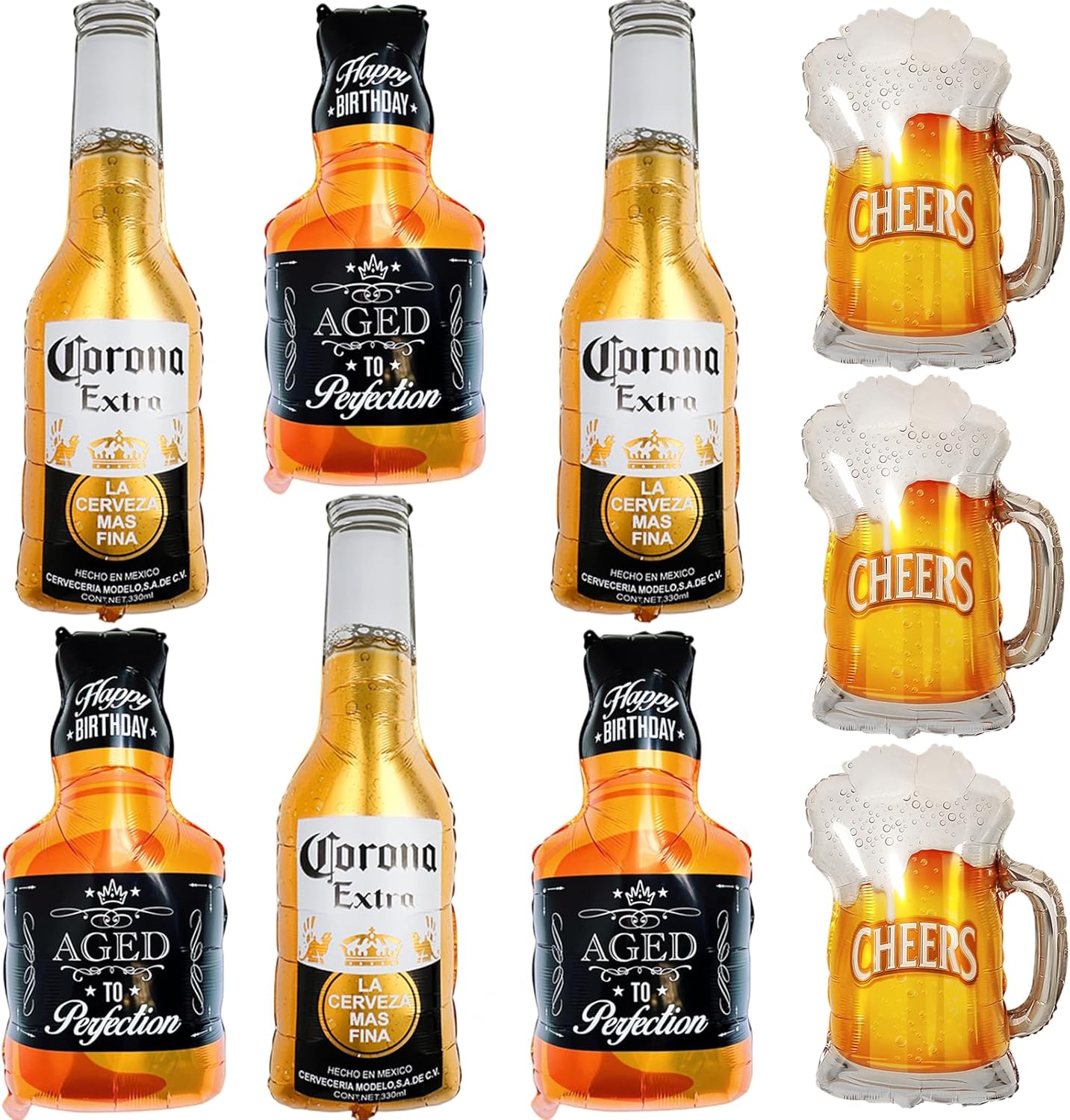 9pcs Corona Whisky Beer Mug Mylar Helium Balloons, Men Women Boys Girls Beer Themed Birthday Party Decoration, Baby Shower Engagement Decoration Supplies