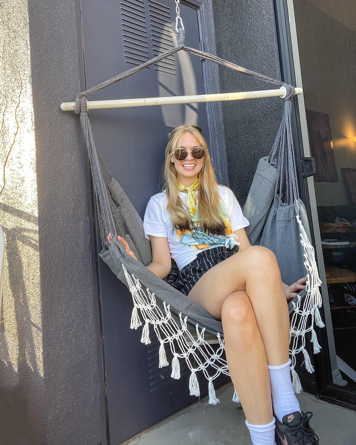 MIZTLI Hammock Chair Hanging Chair Swing Chair XXL Large Macrame Swing Indoor Hammock for Bedroom - Max 500 Lbs - All Hanging Kit Included - Image 3