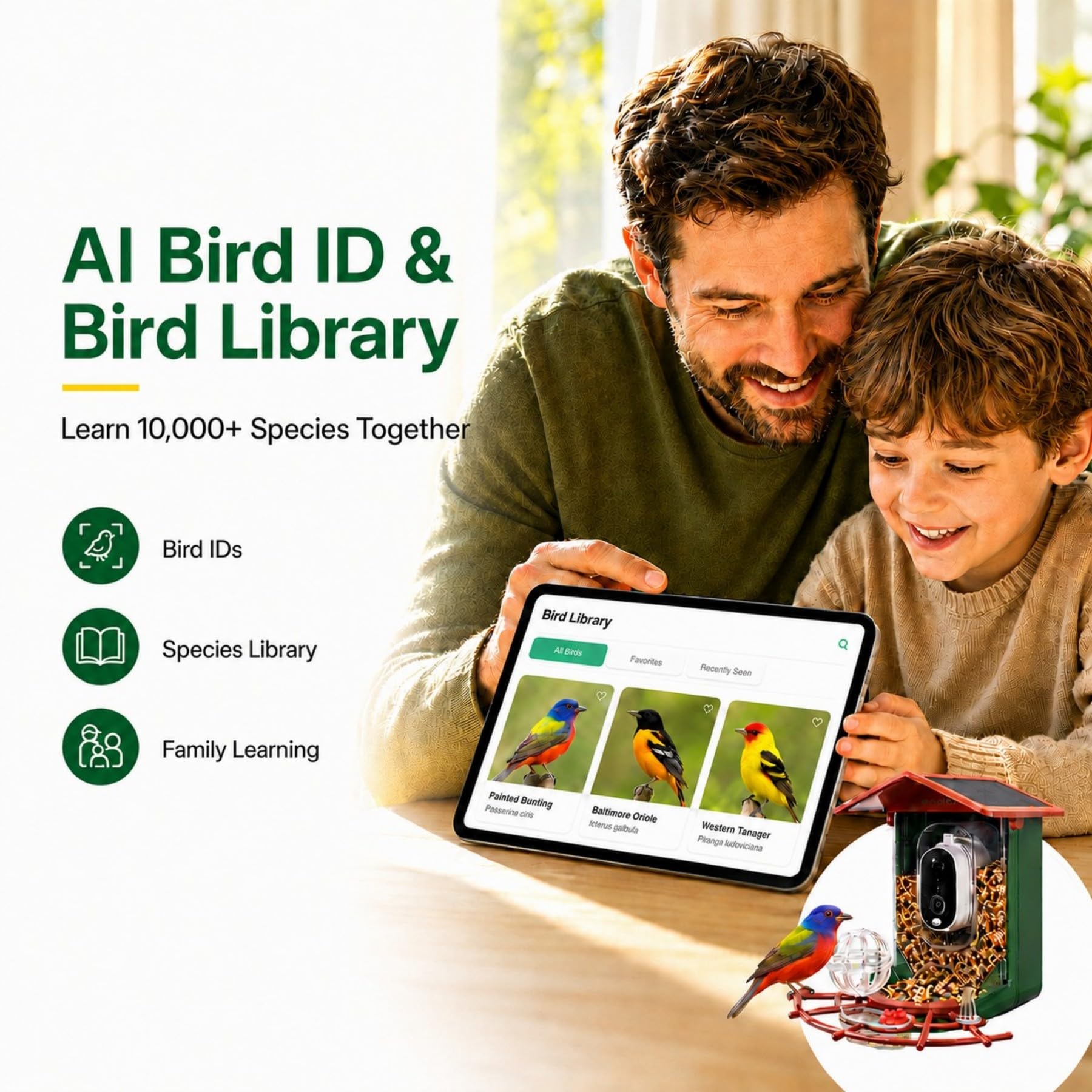 Mangiatoia per uccelli con fotocamera, birdwatching 2K per esterni appeso AI Identificazione Regalo per bambino