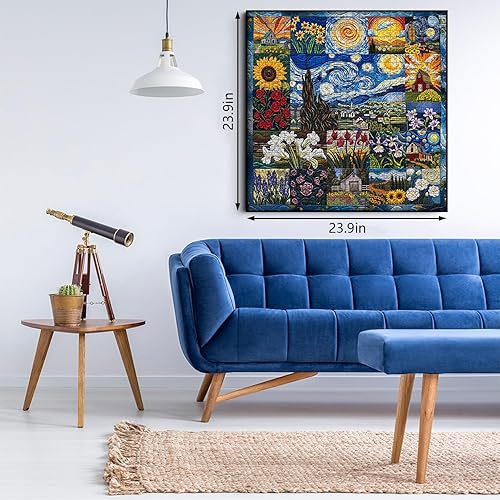 Miniatura 5 de PICKFORU Van Gogh's Rhapsody - Rompecabezas para adultos de 1000 piezas, rompecabezas artísticos de flores de noche estrellada, temática de pintura