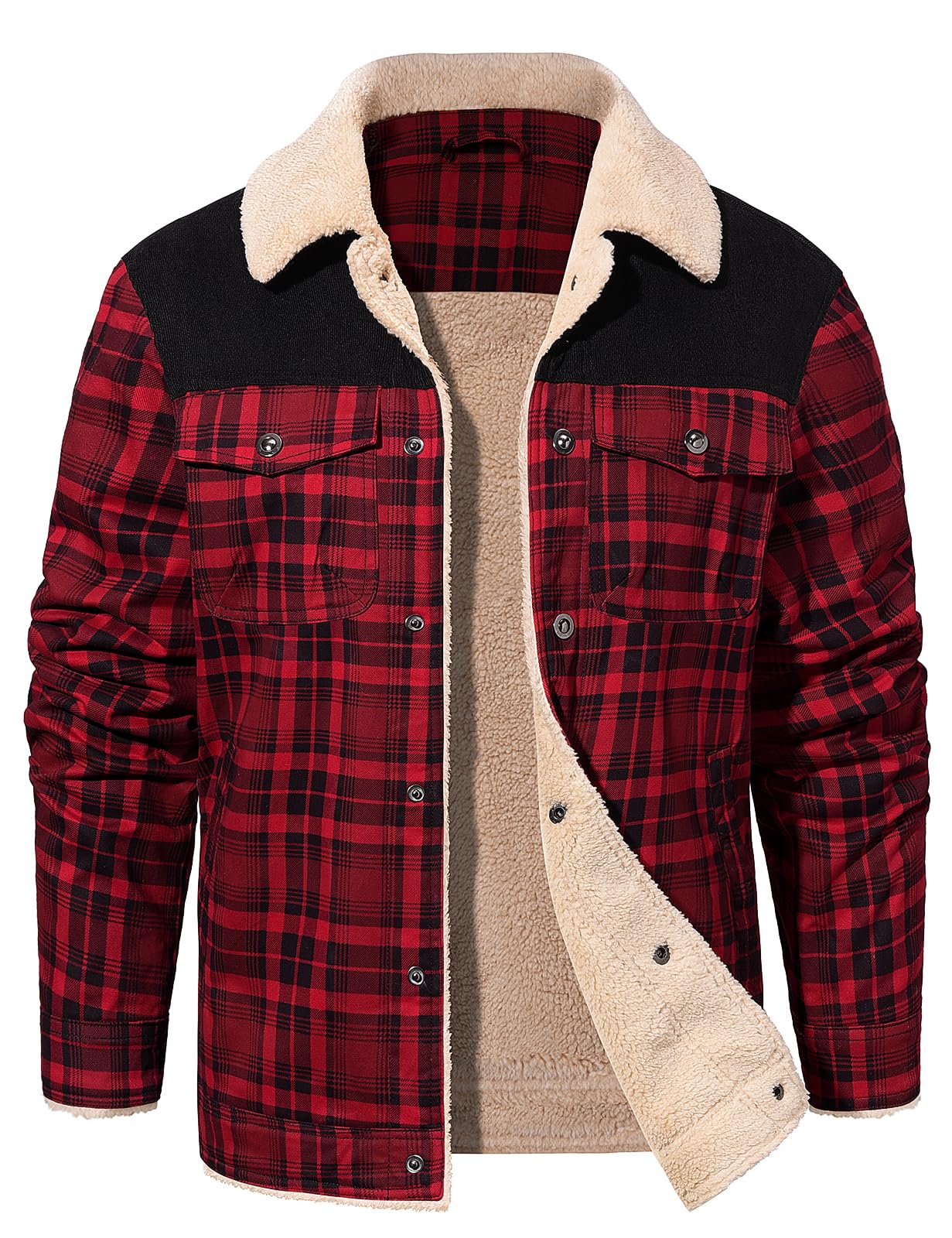 CMTOP Giacca Invernale Uomo Camicia da Uomo in Stile Casual da Boscaiolo Plaid Flanella A Quadri Camicia Imbottita da Lavoro di Cotone Cappotto Invernale