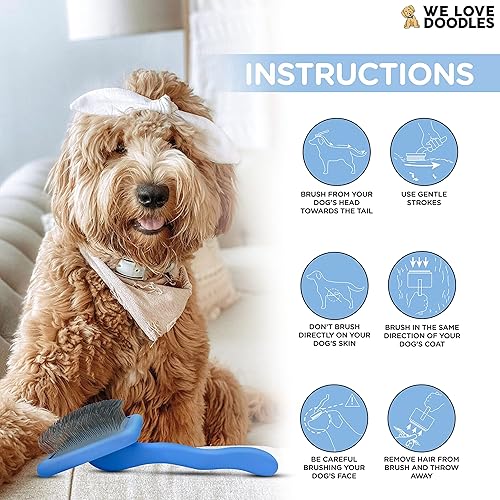 Miniatura 7 de We Love Doodles Slicker Brush Bundle  Kit de cepillo grande y mini para perros y cachorros  Cepillo de aseo para cabello medio y largo  Fabricado en