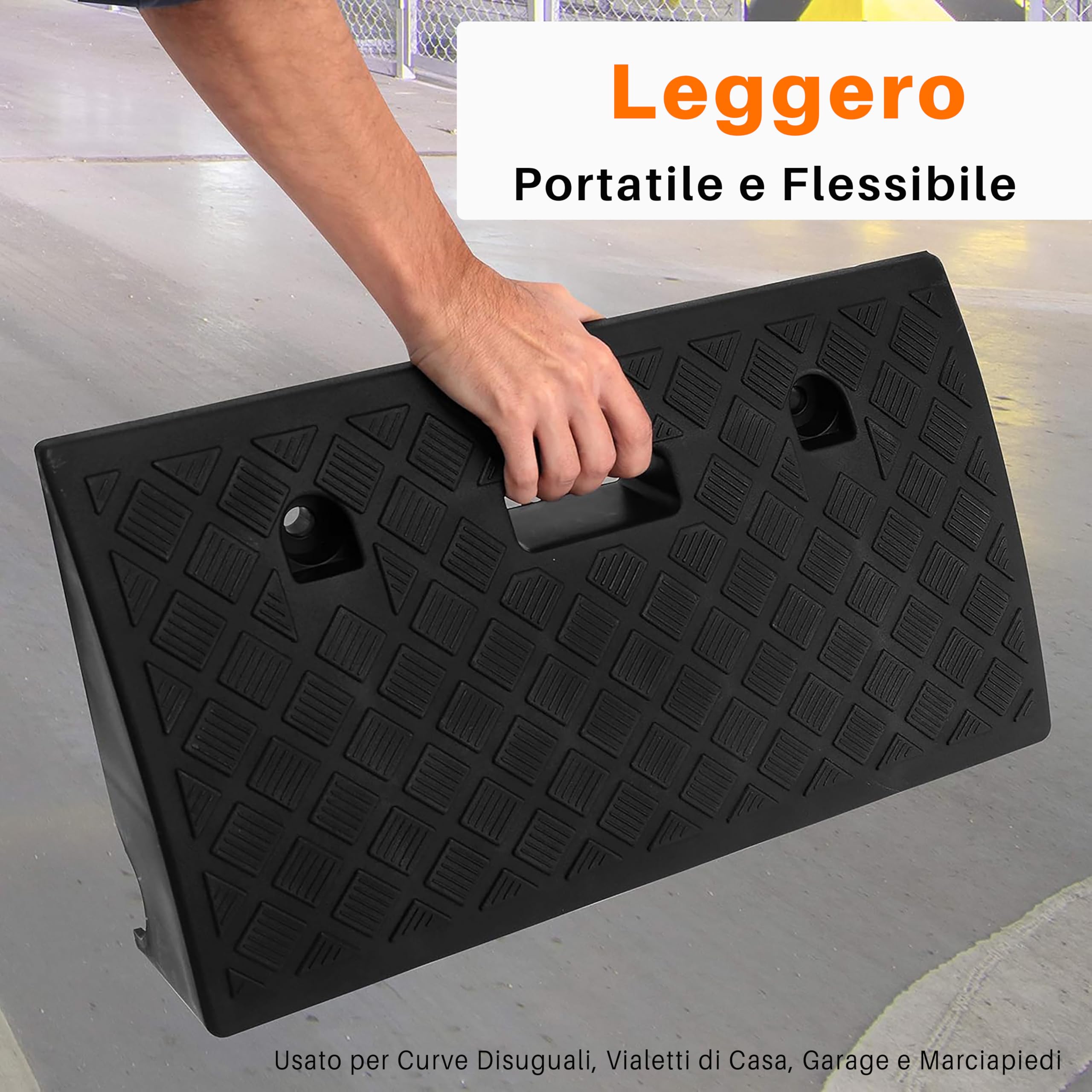 Pyle Rampe per Cordoli in Plastica Leggere e Portatili, Set di Rampe di Soglia in Plastica Resistente da 2 Pezzi per Vialetto, Zona di Carico, Auto, Camion, Scooter, Moto, Mobilità su Sedia a Rotelle