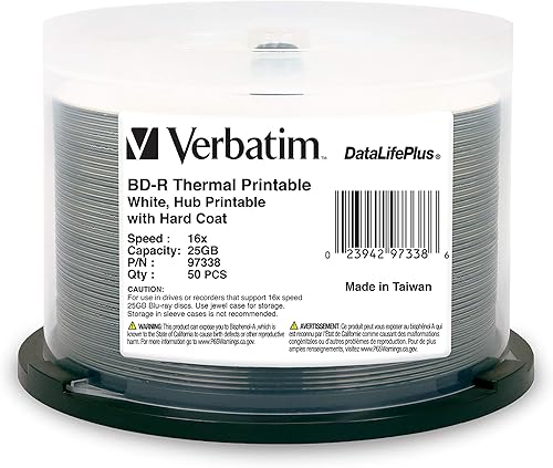 Contenedor circular de 10 unidades con discos Blu-ray Verbatim grabables BD-R de 25GB de una sola capa con velocidad de grabación de 6x 97238 25 GB