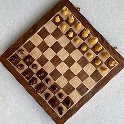 Wooden Magnetic Chess Board Set for Adults & Kids, 7
