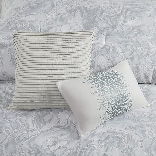 Miniatura 11 de Madison Park Emory - Juego de edredón de algodón acogedor, diseño moderno de mármol para todas las estaciones, ropa de cama casual alternativa con