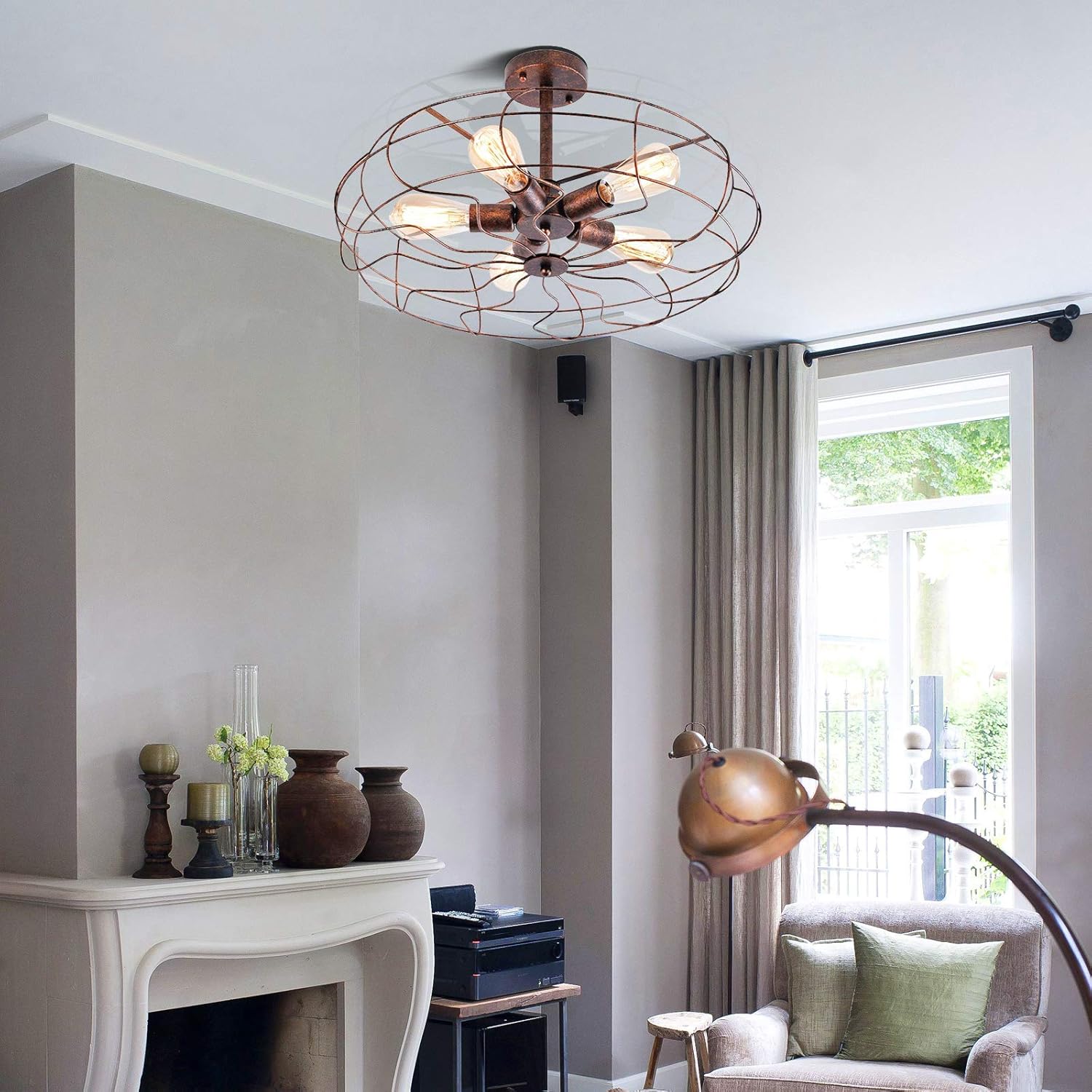 Uр Tо 40% оƒƒ OYI Vintage Industrial Retro Ceiling Chandelier Light, 5 Lights Close to Ceiling Semi Flush Mount Oil Rubbed Bronze Light Fixtures Metal Cage Style Rust 50% оƒƒ Dіѕсоunt OYI Vintage Industrial Retro Ceiling Chandelier Light, 5 Lights Close to Ceiling Semi Flush Mount Oil Rubbed Bronze Light Fixtures Metal Cage Style Rust