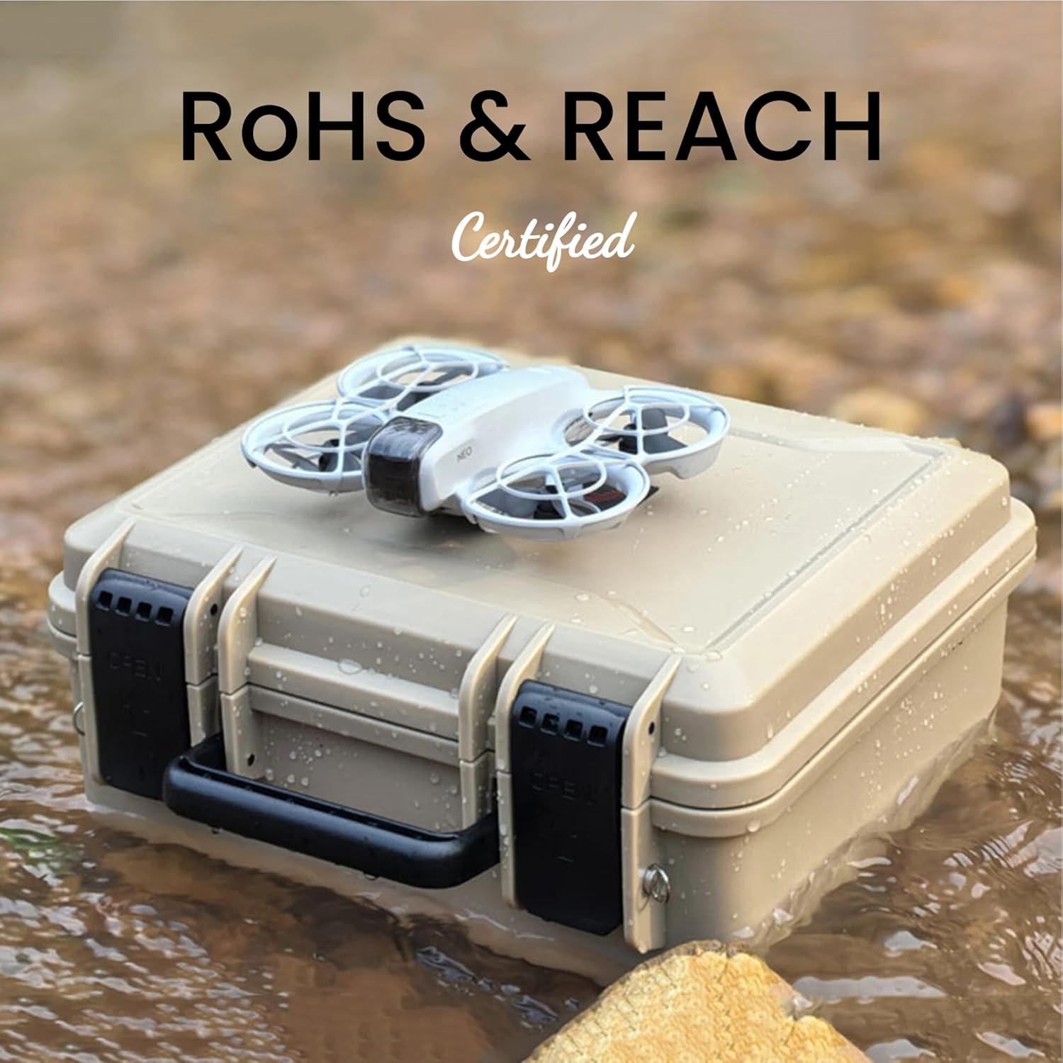 Waterproof Hard Case for DJI Drones Neo 2 | Custom Foam Insert | Impact Proof, Dustproof (Khaki Sand)