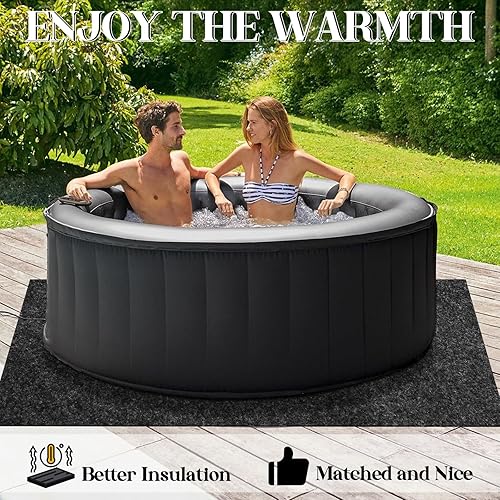 Miniatura 6 de Tapete cuadrado grande para bañera de hidromasaje, 74 x 72 pulgadas de grosor, lavable, protector de piscina sobre el suelo, almohadilla de suelo