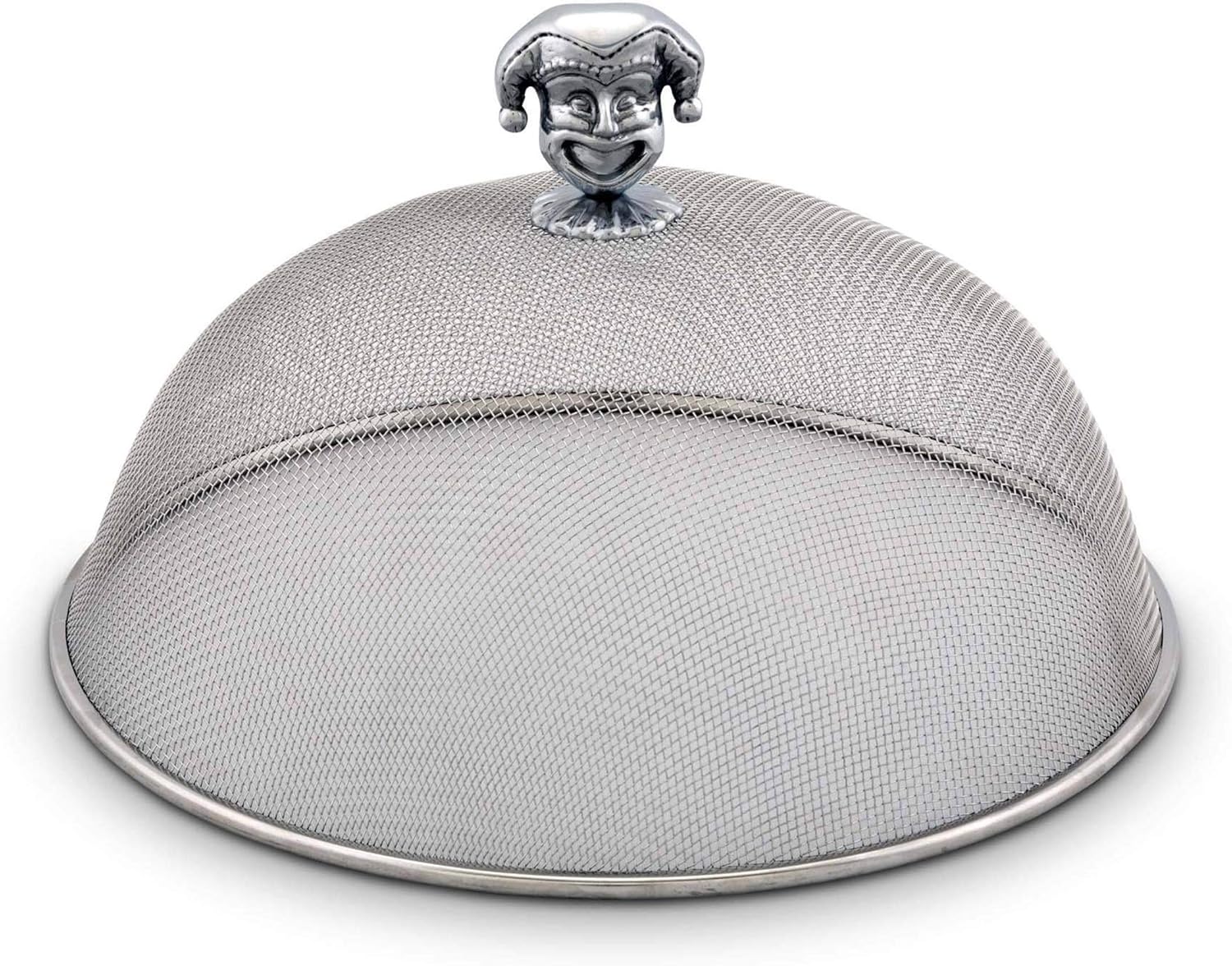 Arthur Court Stainless Steel Mesh Picnic Food Cover Protectors For Bugs, Parties Picnics, BBQs/Cast Aluminum Mardi Gras Mask Two Sided Knob 10.5 inch Diameter x 5.5 inch Tall